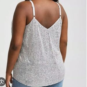 TORRID Sophi Silver Sequin Swinh Party Women's  Plus Size Top Size 1